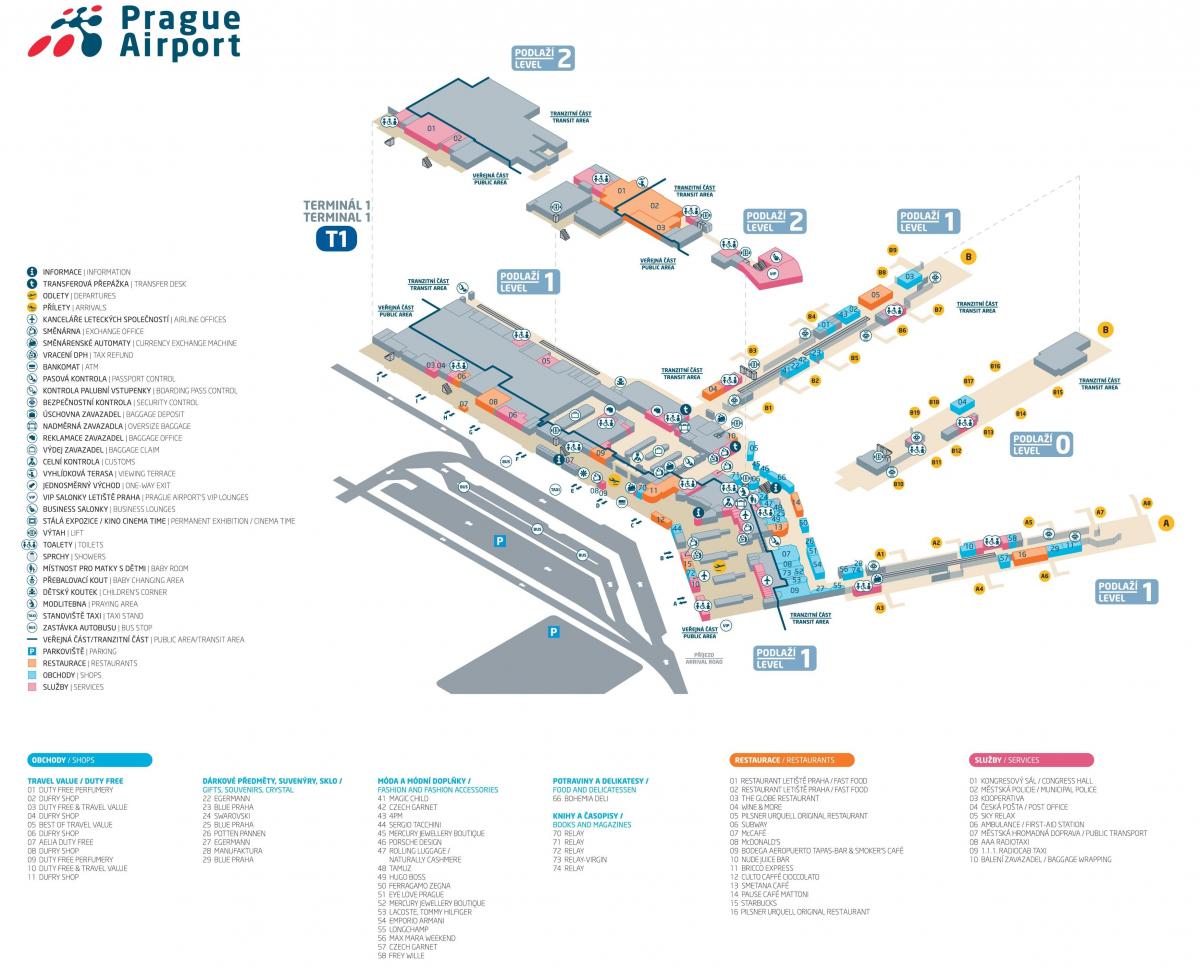 Prague airport terminal map