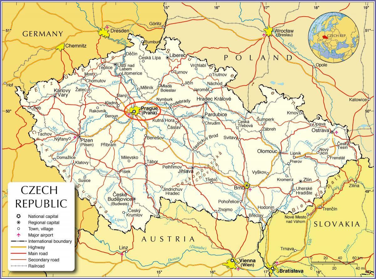 Prague on Czechia map
