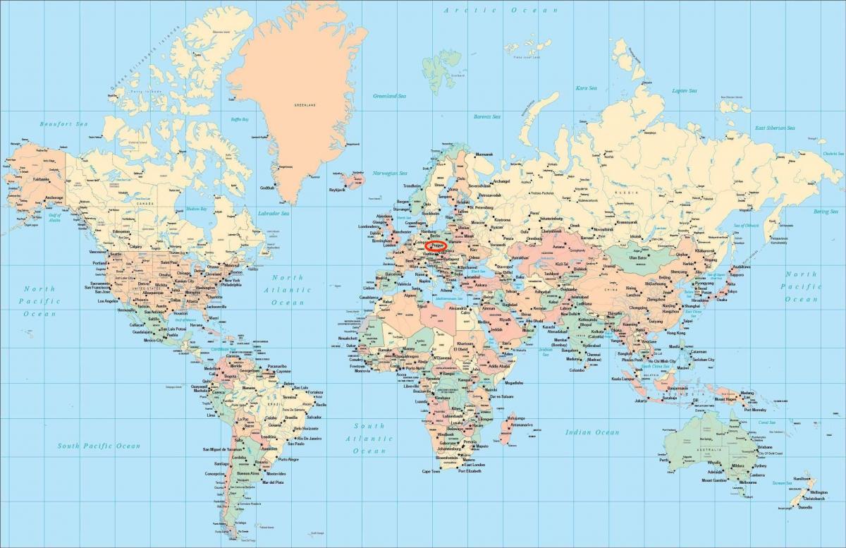Prague location on world map